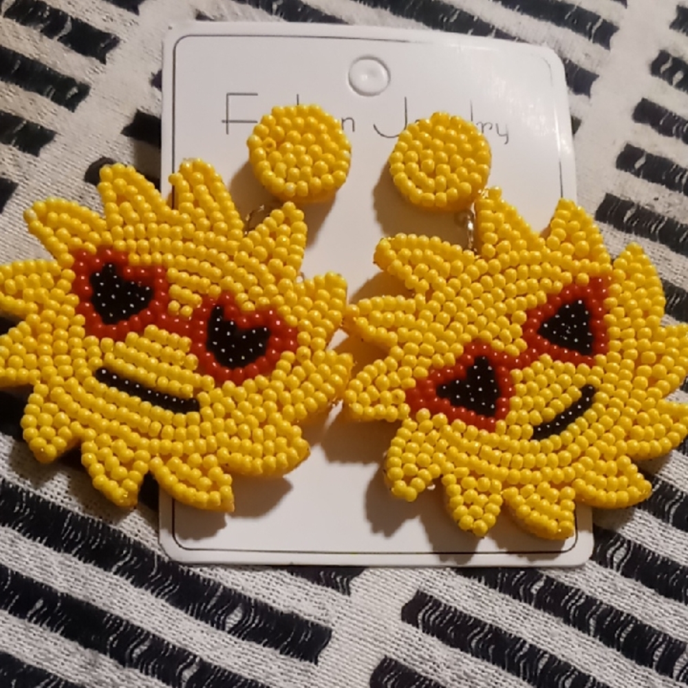 Sunshine Beaded Dangling Earrings.